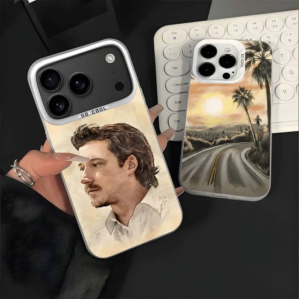 

Singer M-Morgan Wallen Phone Case For iPhone 17,16,15,14,13,12,11,Pro,XS,Max,Plus,Mini,SE4,E White Matte Shockproof Cover
