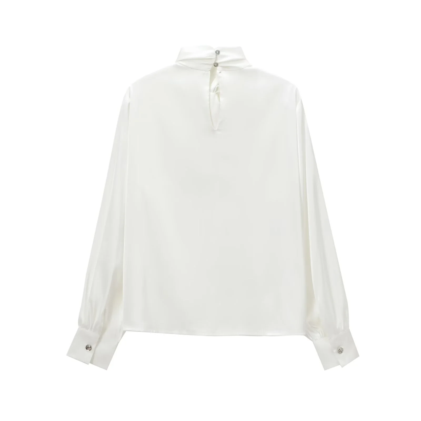 

JNLEAOG Faionable Silk Satin irt Women's Loose Fit Long Sve Stand Collar Button Decorative Autumn New Sle 909338