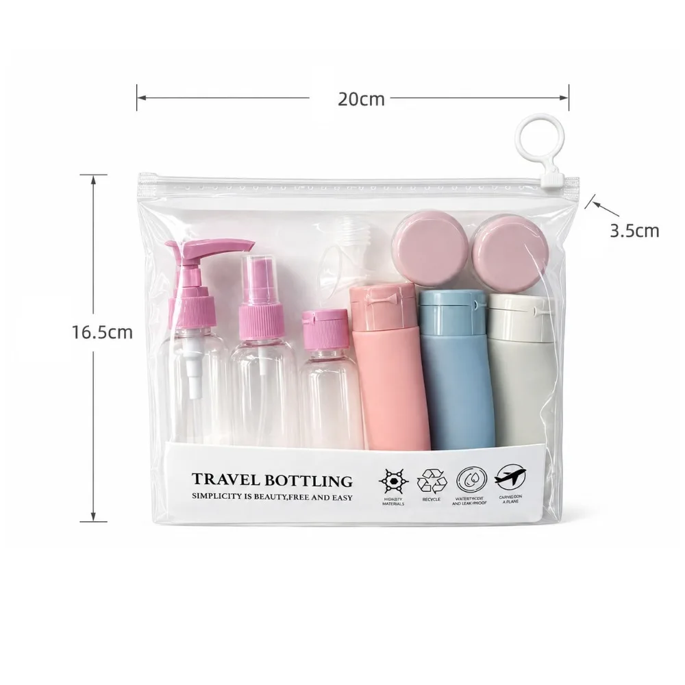 Premium Portable Travel Bottles Set Convenient Leak-Proof Refillable Bottles Carry-On Compact Pump Spray Jars Shampoo