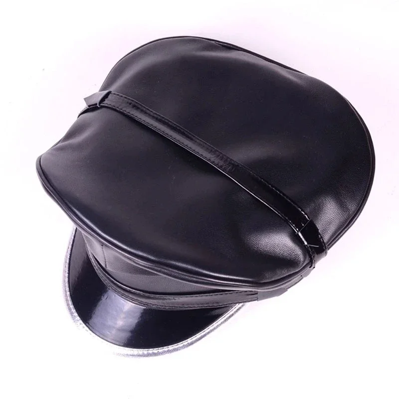 Luxury Winter Genuine Leather Hat Men Male Germany Officer Visor Cap Locomotive Retro German Military Hat Cortical Casquette