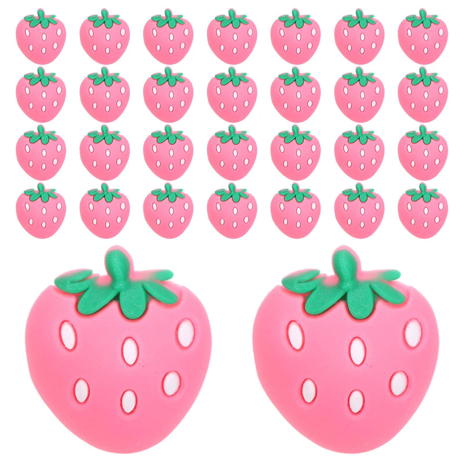 30Pcs PVC Strawberry Pencil Charms Soft Clip-on Perfect School Rewards Classroom Accessories Decorations