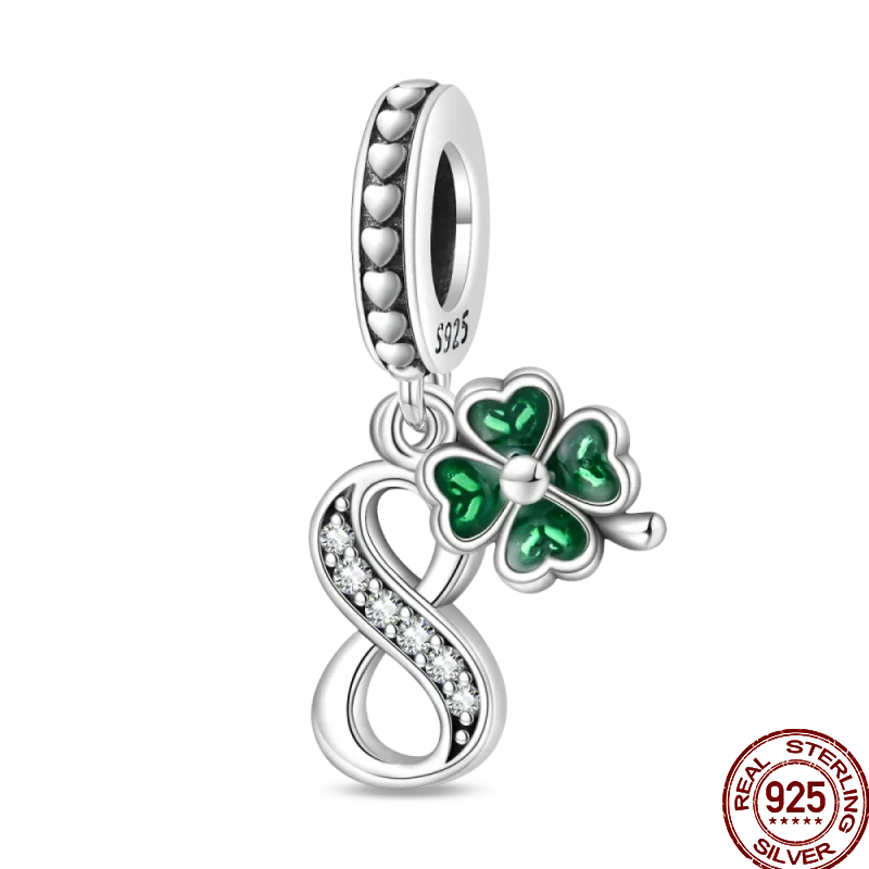 925 스털링 실버 네 잎 클로버 행운의 숫자 비즈 컬렉션 DIY 팔찌 생일 기념일 선물 쥬얼리에 적합