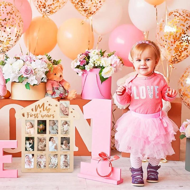 Baby monatliche Meilenstein karten, hölzerne monatliche Meilenstein CDs-Neugeborenen Fotografie Requisiten, um das Wachstum Ihres Babys einfach zu verwenden