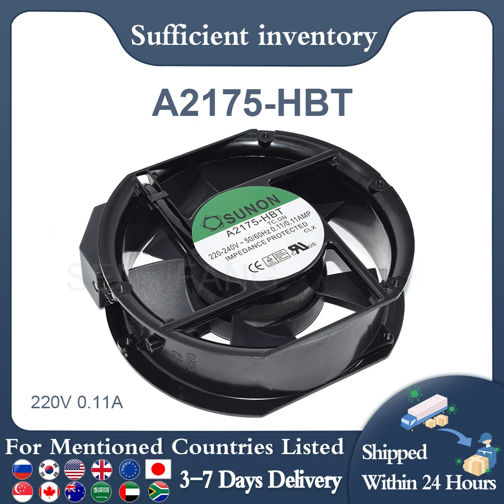 For SUNON A2175-HBT TC.GN A2175-HBL 220-240V 0.11AMP 1751 172*150*51mm Equipment Cabinet Cooling Fan Well Tested