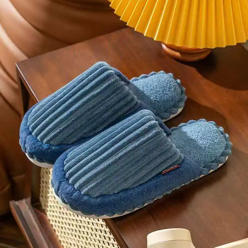 

2026 Winter and autumn indoor floor slippers for men comfortable silent anti-slip and warm cotton slippers for home use