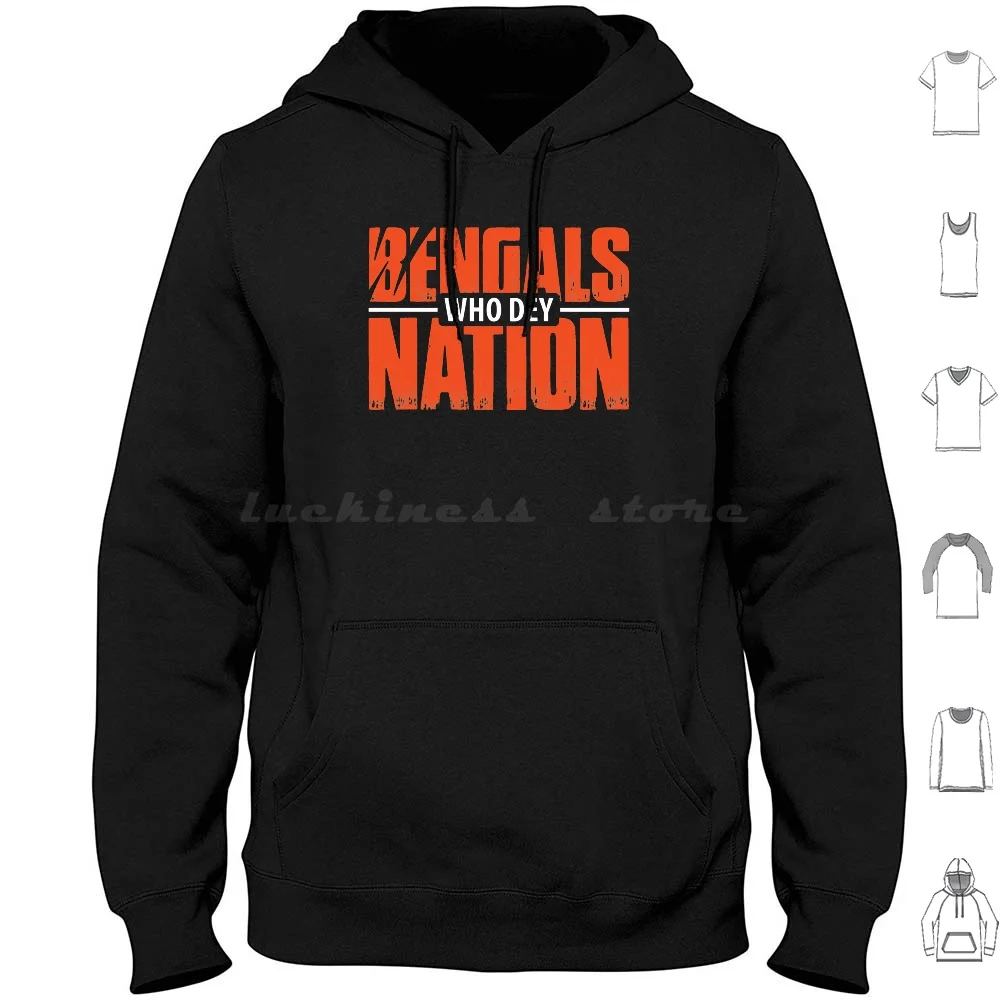 Who Dey-Bengals Nation Hoodies Long Sleeve Bengal Cincinnati Who Dey American Football Ohio League North Division