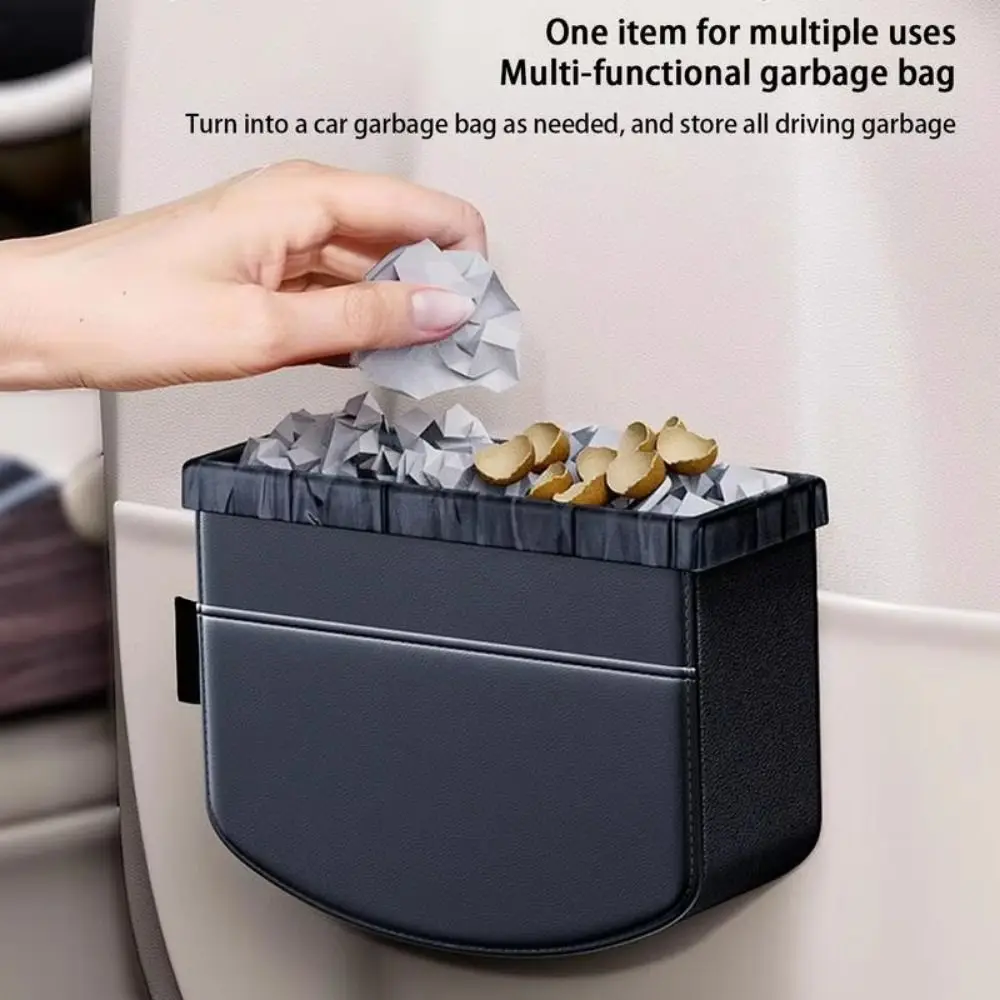 Large Capacity Car Door Side Storage Box PU Leather Space Saving Foldable Storage Bag Scratch Resistant Durable Car Sundries Bin