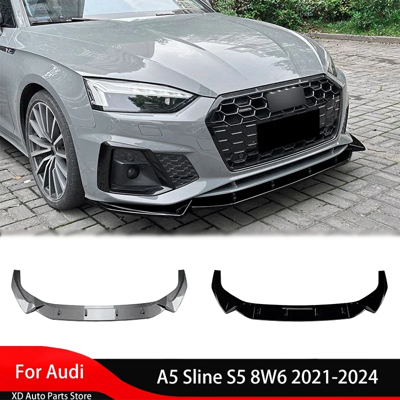 Front Bumper Spoiler Lip for Audi A5 Sline S5 8W6 2021-2024 Trim Lower Splitter Blade Front Apron Spoiler Diffuser Auto Parts