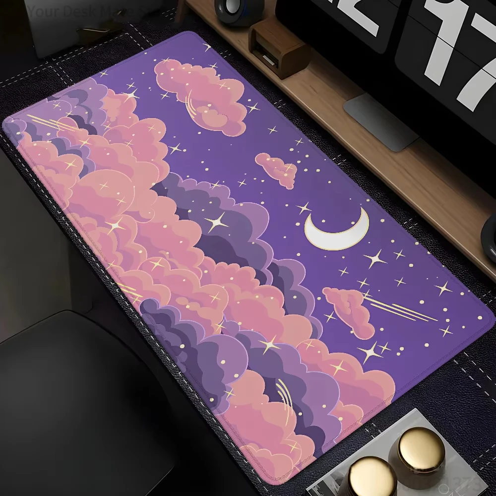 

Purple Pink Cloud Moon Gaming Mouse Pad Waterproof Anti-slip Desk Mat