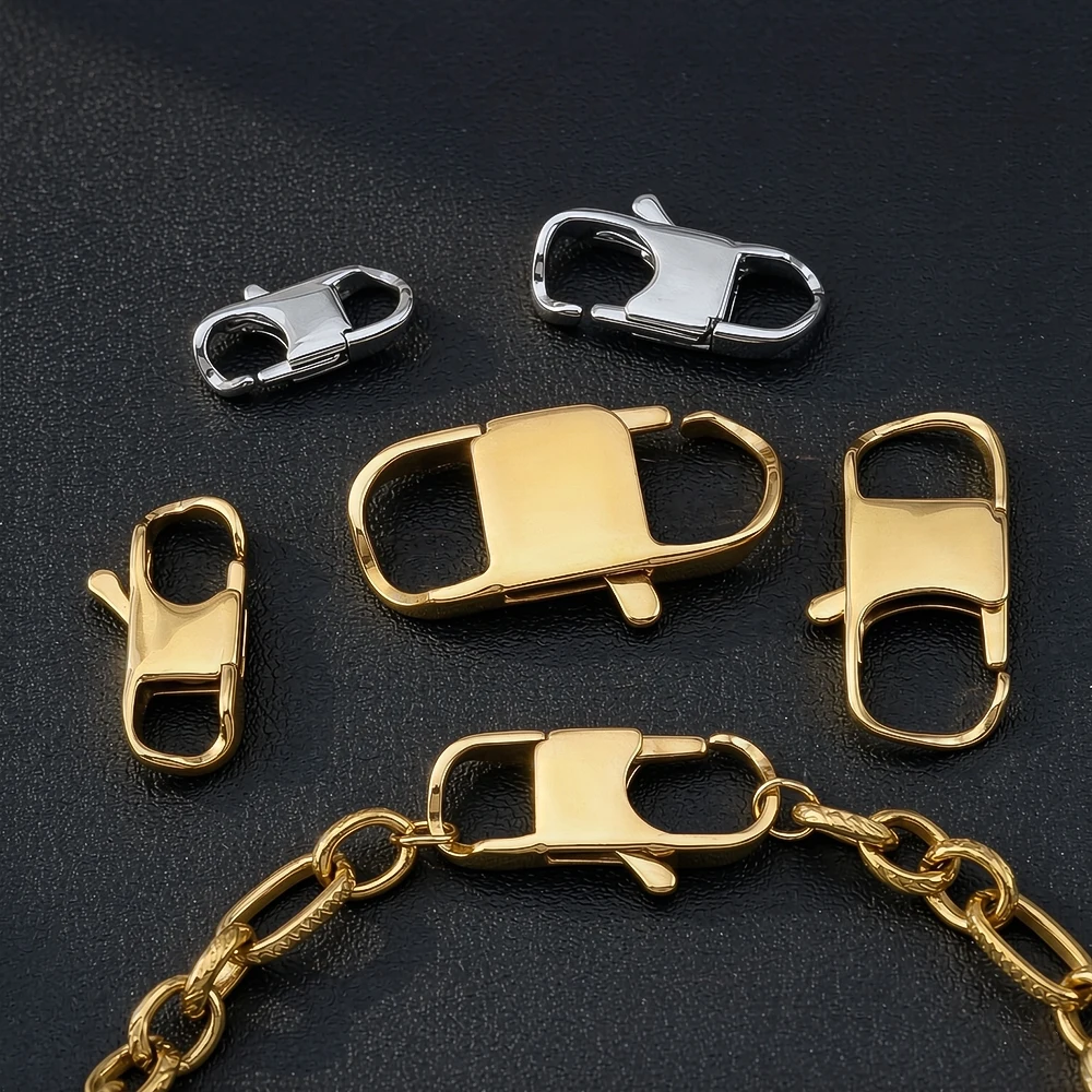 1/4pcs Stainless Steel Square Buckle Gold Plated Lobster Clasp Hook Connector Necklace For DIY Bag Strap Jewelry Making Supplies
