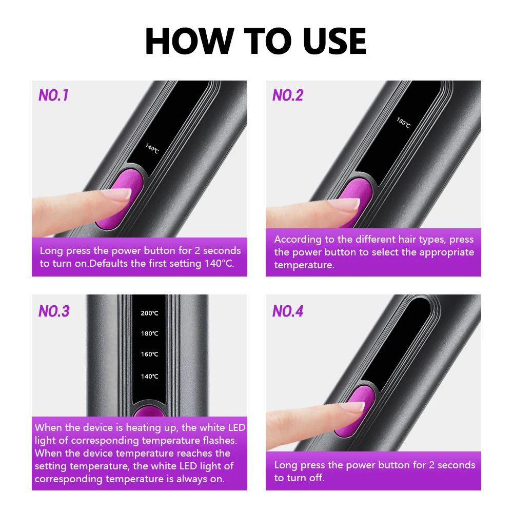

Portable Electric Hair Straightener Brush USB Rechargeable Hair Styler Negative Ion Anti Heat Damage Fast Styling Tool Hair Care