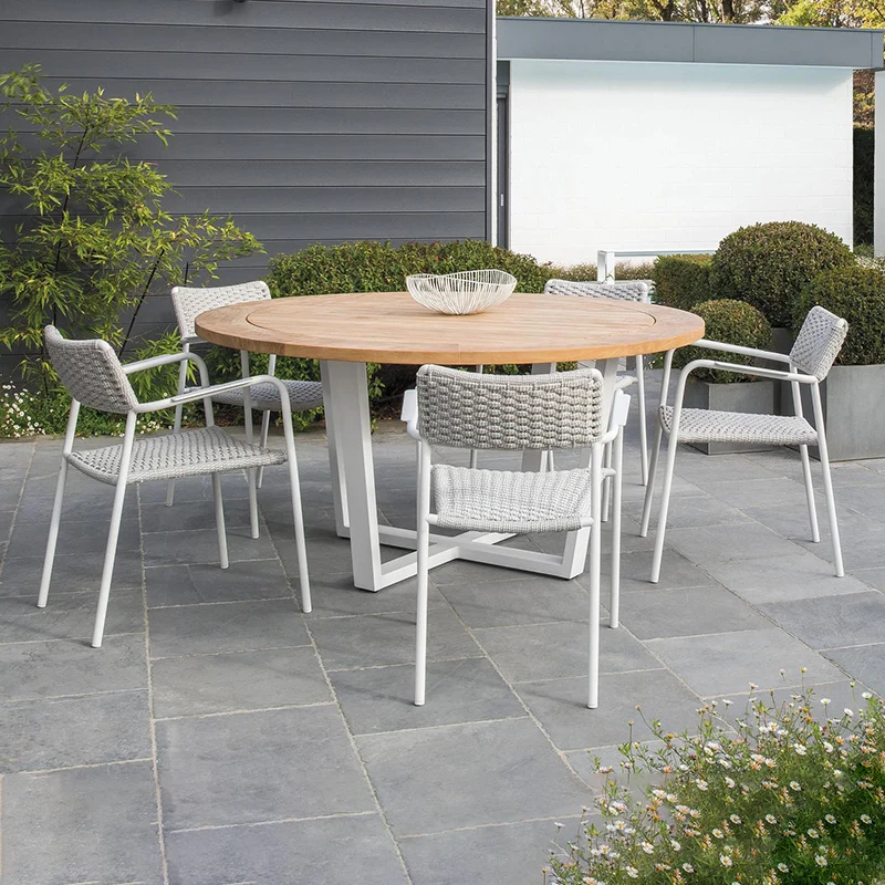 #Outdoor Leisure Tables And Chairs Set Hotel Resorts Restaurant Metal Table Villa Courtyard Garden Waterproof Long Table