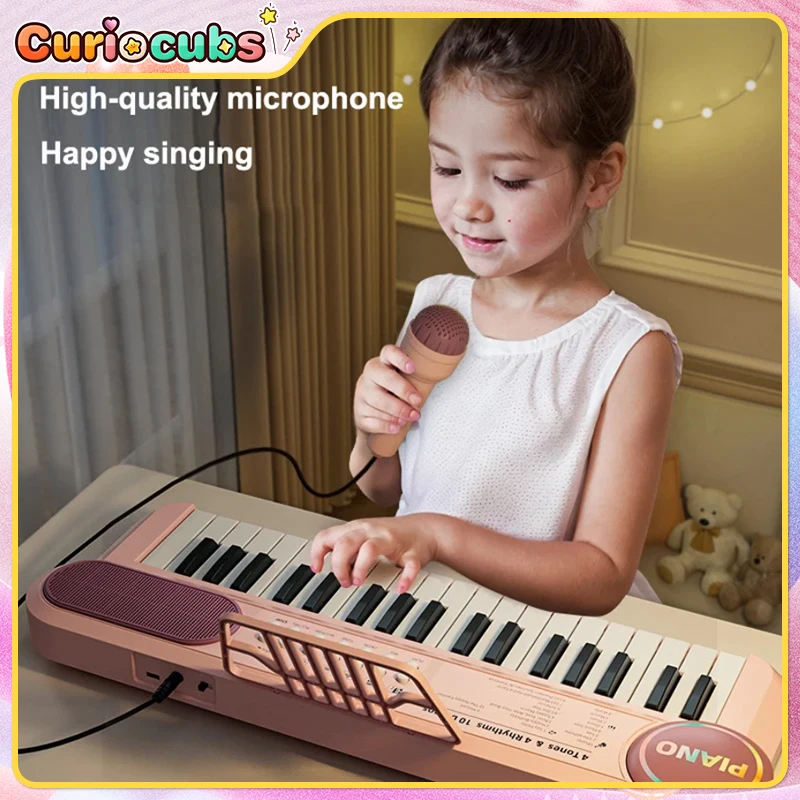 

37-Key Electronic Piano Multi-Functional Piano Keyboard with Microphone Musical Instrument Early Educational Toy Children Gift