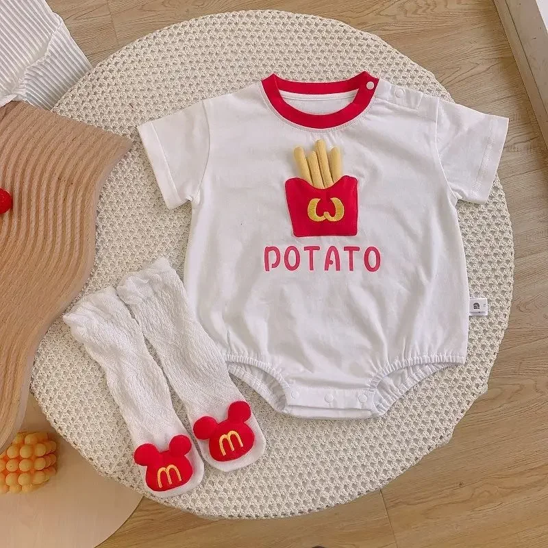 Baby Clothes, Summer Clothes, Fart Clothes, Thin Newborn Boy and Baby Onesies, Super Cute 100-day Full Moon Romper