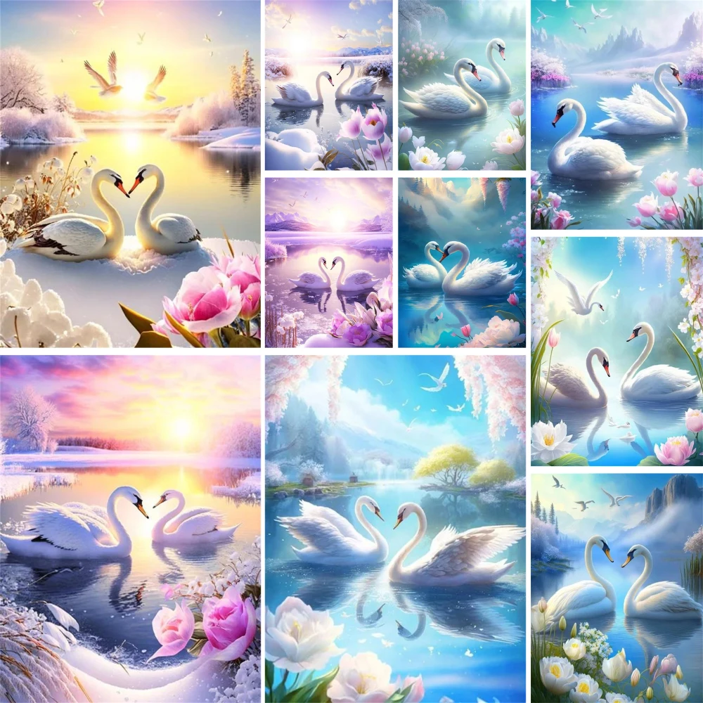 

Animal Swan Couple Printed 11CT Cross Stitch Full Kit Embroidery Knitting Hobby Needlework Handicraft For Adults Promotions Gift