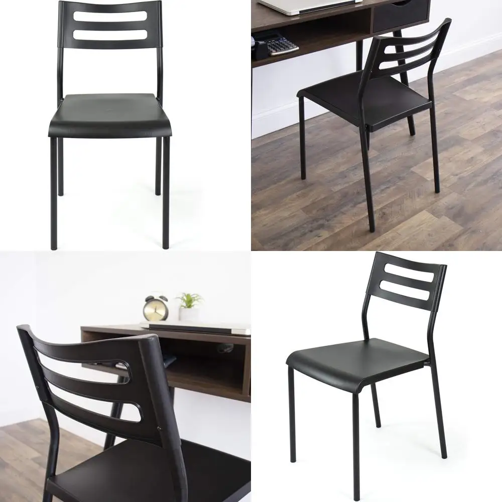 

Black Stackable Plastic Chair, 16W x 19D x 30H, 200 lbs Capacity, Ideal for Small Spaces and Various Settings