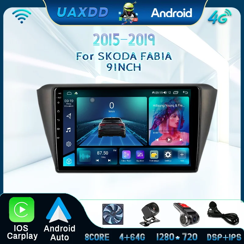 

2 Din Multimedia Android Car Radio For Skoda Fabia 2015 - 2019 GPS navigation RDS Autoradio Stereo Player 9inch HD screen Camera