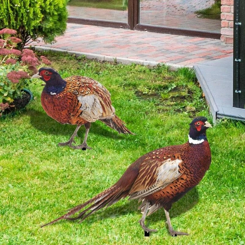 Decorative Pheasants Sculpture Garden Patio Acrylic Stake Outdoor Art Decoration C5AD