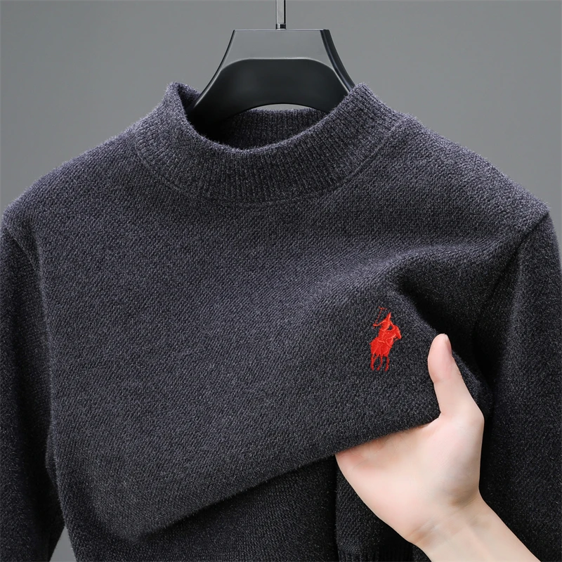 Korean Fashion Brand Embroidery Winter Sweater O-neck Pullover Loose Youth Urban Warm Soft Thick Sweaters Men Clothing Jumper