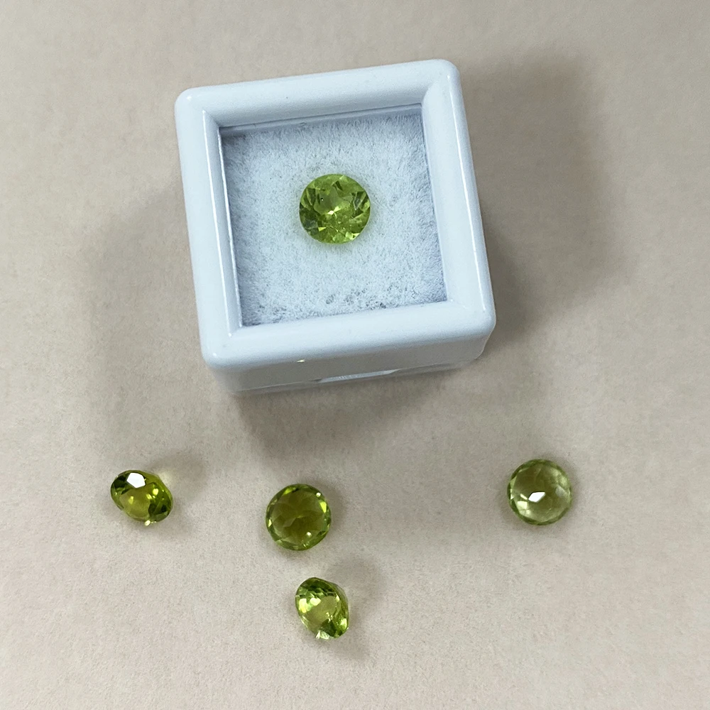 100% Natural Olivine Peridot Loose Stone Round Cut 5X5mm 0.5ct Gemstone ​for Earring Ring Necklace Jewelry Making Accessories