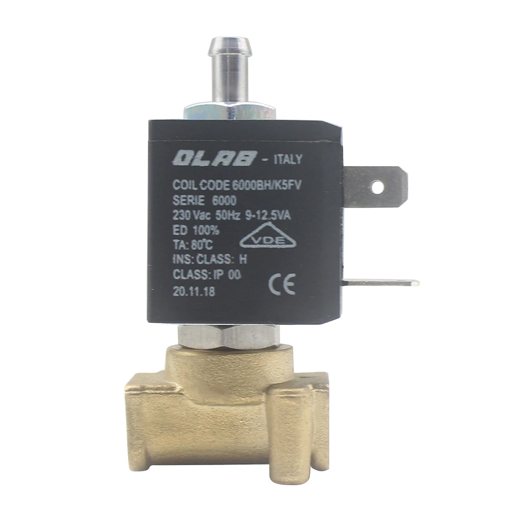 OLAB SERIC 6000 N/C 2/3 Way AC 220V G1/8' Brass Coffee Makers Steam Air Water High Pressure 3 Way Solenoid Valve Boiler
