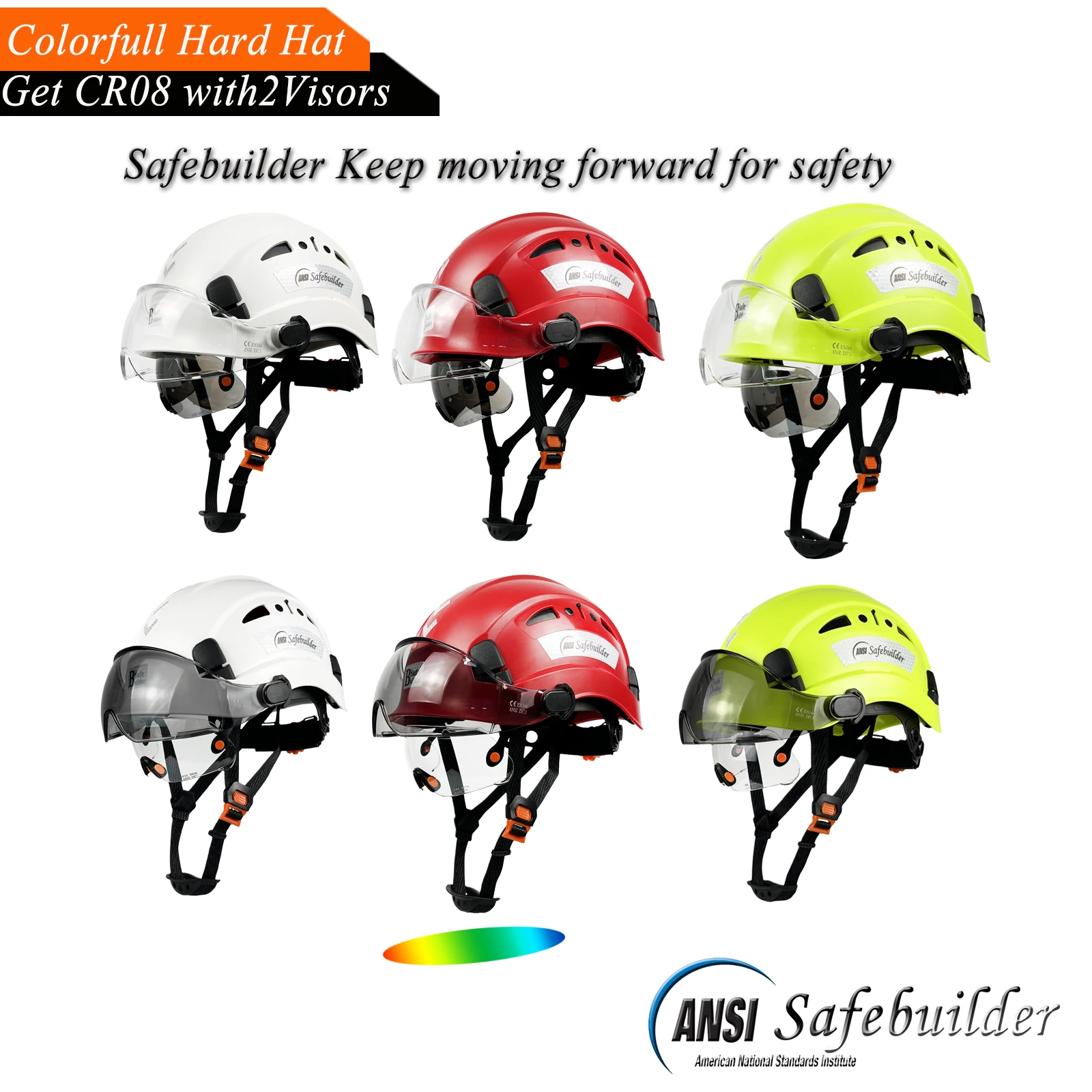 Construction Safety Helmet with Visor Built in Goggles, Engineering ABS Hard Hat, Industrial Work Cap, Men Head Protection