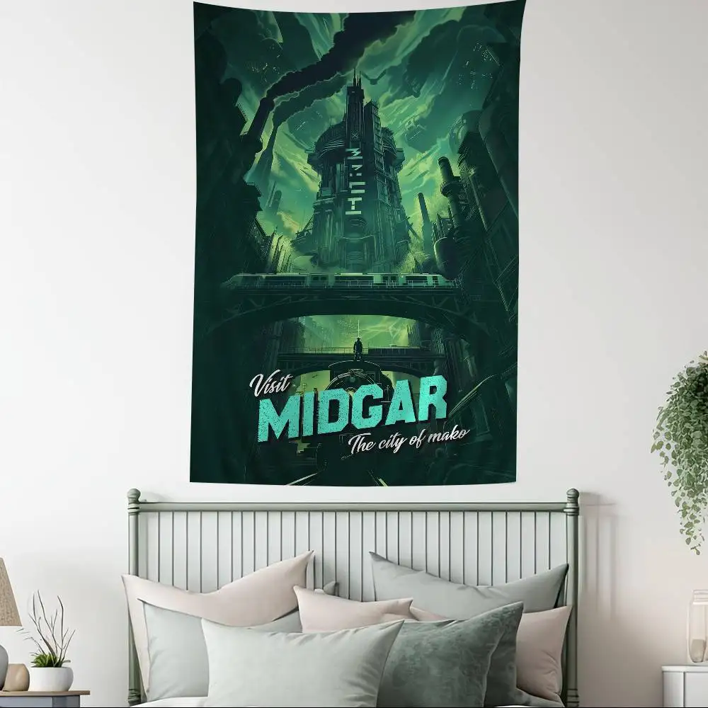 F-Final F-Fantasy سلسلة الألعاب معلقة البوهيمي نسيج معلق التارو الهبي جدار السجاد النوم جدار الشنق ديكور المنزل #3