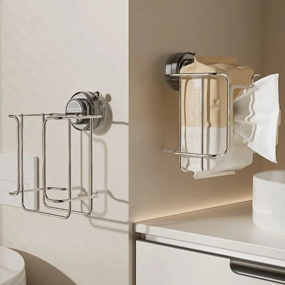 

Держатель для туалетной бумаги на присоске, настенный органайзер для влажных бумажных полотенец из нержавеющей стали, большая вместительная коробка для влажных салфеток без перфорации