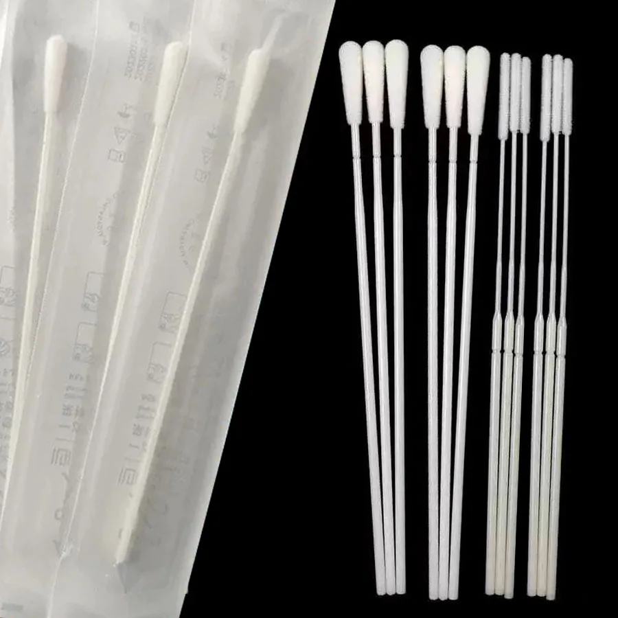 200PCS Flocked Cotton Disposable Nasal Swabs Specimen Collection Swab Nasopharyngeal Oral Swab Test Laboratory Detection 15cm