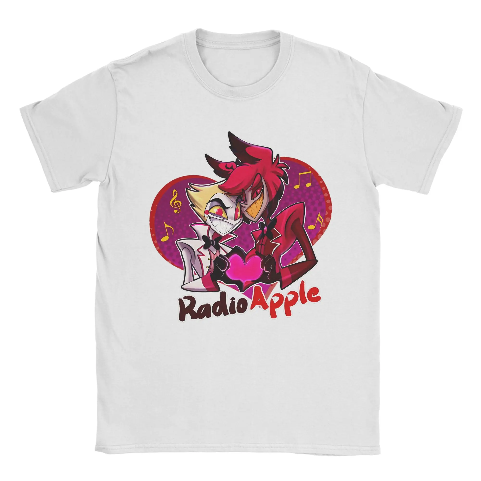 Hazbins فندق تي شيرت الصيف RadioApple 100 تي شيرتات قطن للرجال Harajuku تصميم تي شيرت قصير الأكمام خمر تيز