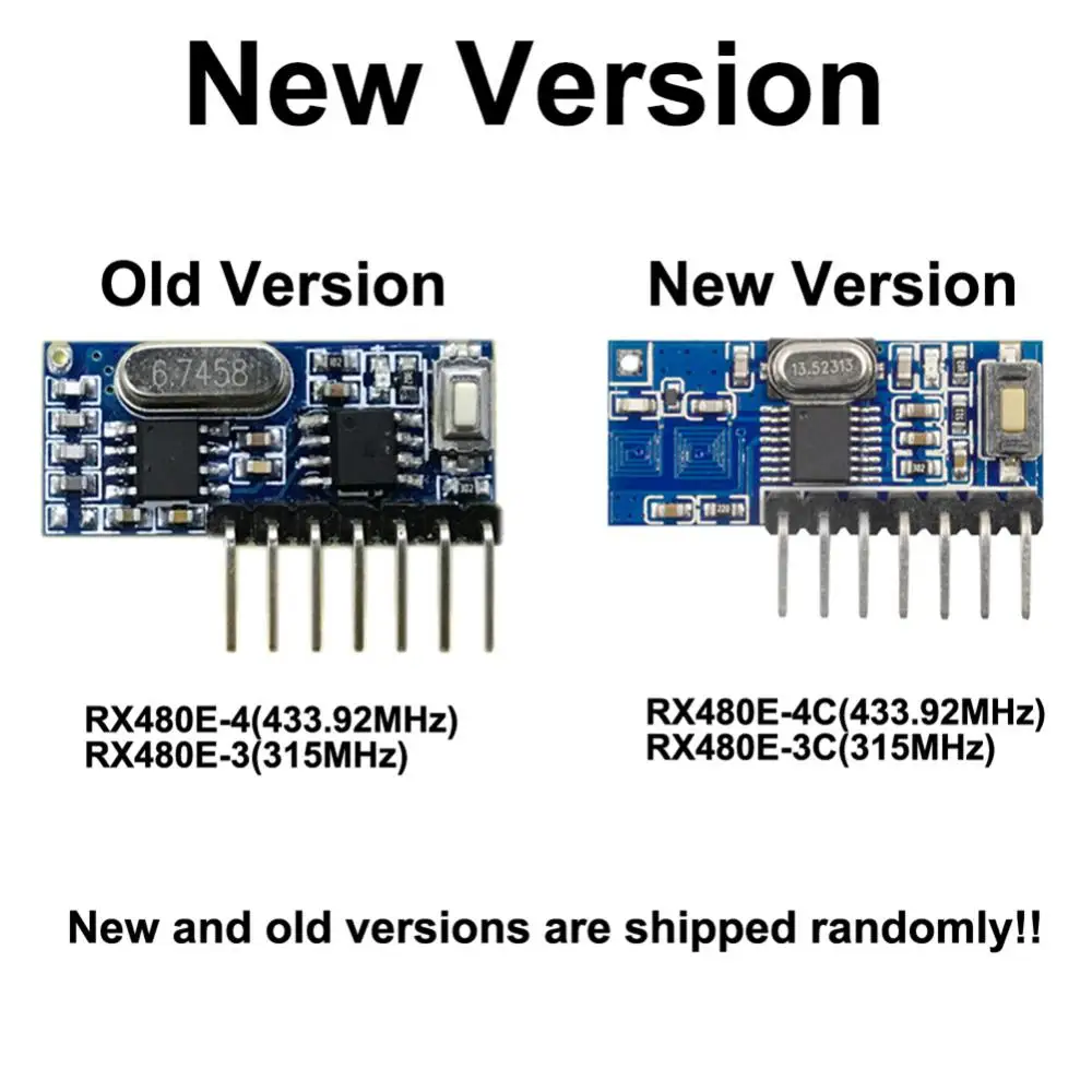 1/2/3PCS 433 Mhz RF Relay Receiver Module Wireless 4 CH Output With Learning Button and 433Mhz RF Remote Controls Transmitter