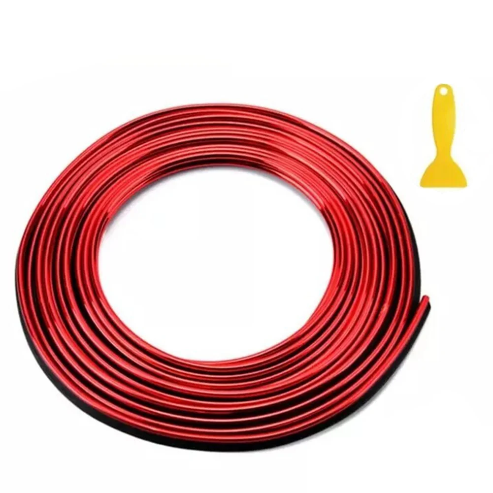 Car Moulding Decoration /Flexible Trim Strips 5M Red Silver Interior Gap Decor Strip With Install Tool Auto Interior Decorati/