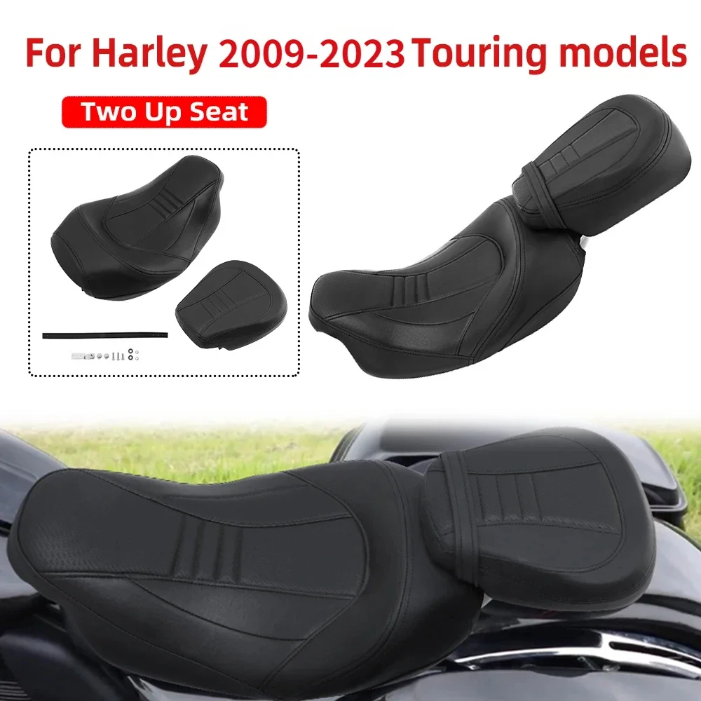 Motorcycle Front Driver Rear Passenger Two-Up Seat For Harley Touring CVO Street Glide Road King Special Classic 1998-up 2009