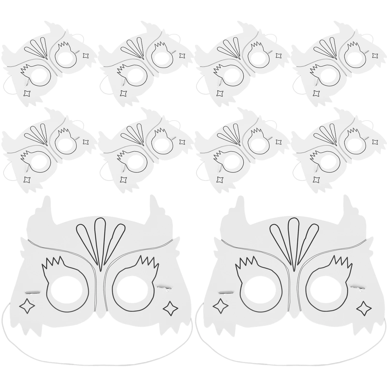 

10pcs Blank Paper Masks Owl Shaped DIY Masquerade Unpainted Craft Kids Halloween White Safe Materials Durability