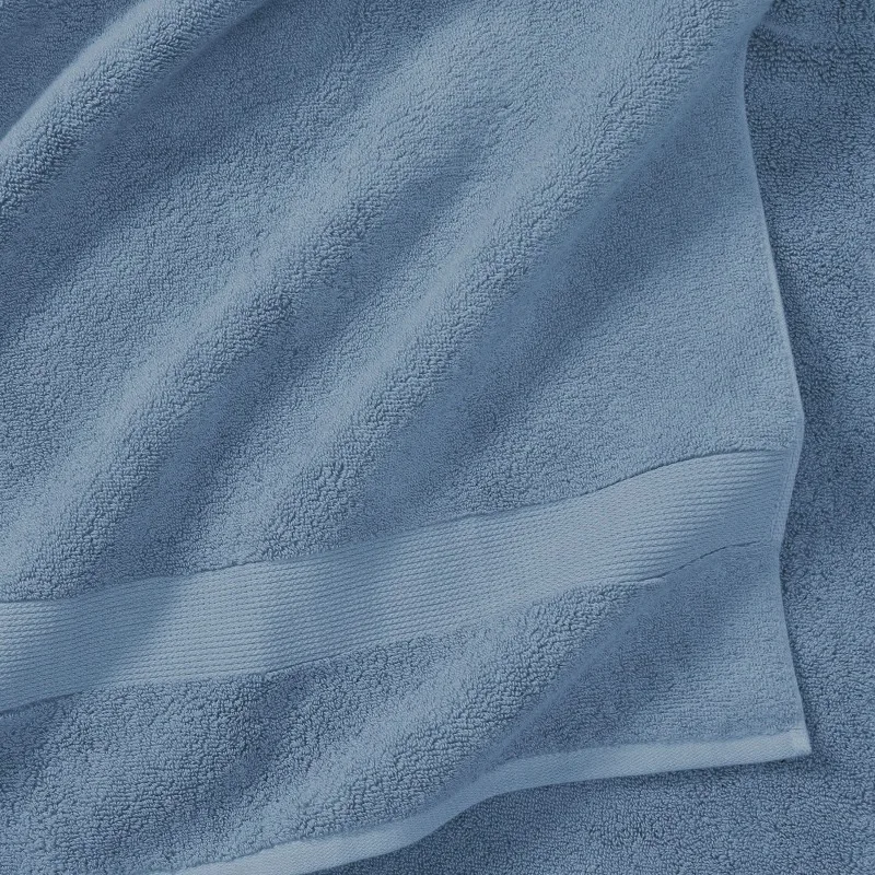 Signature Soft Solid Cotton Hand Towel, Blue Silver