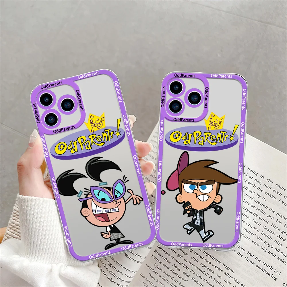 Cartoon The Fairly OddParents Phone Case for iPhone 12 11 13 14 15 16 Max Pro Plus Transparent Bezel Shell