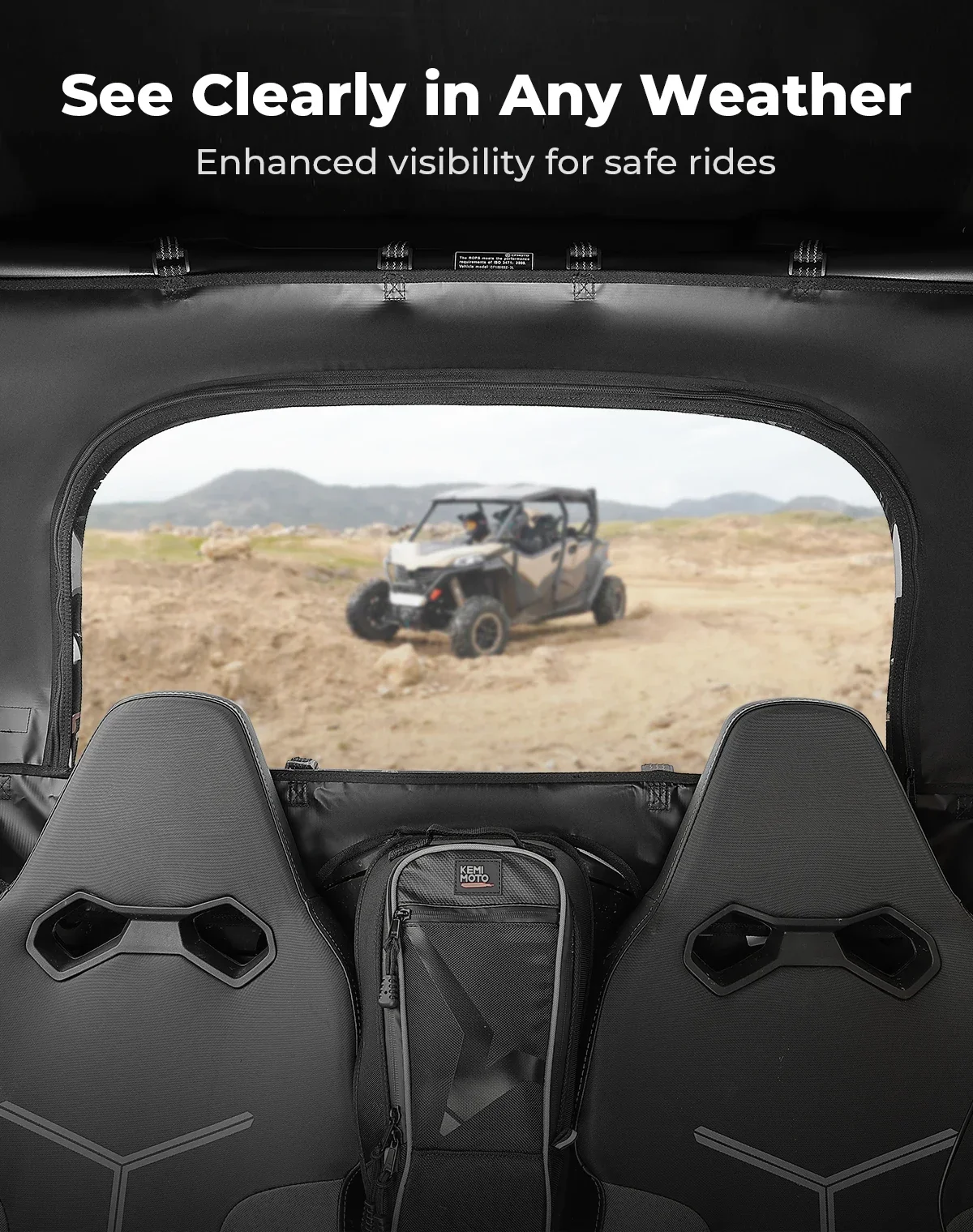 Soft Rear Windshield Roll Up/Down For CFMOTO ZForce 800 Trail, 950 Trail Sport 4 2023+ Back Soft Panel Transparent Roll Window