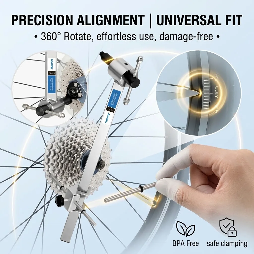 TOOPRE Bicycle Rear Derailleur Hanger Alignment Gauge Aluminium Alloy Straighten Tool for Mountain Road Bike 20-29'' Wheel