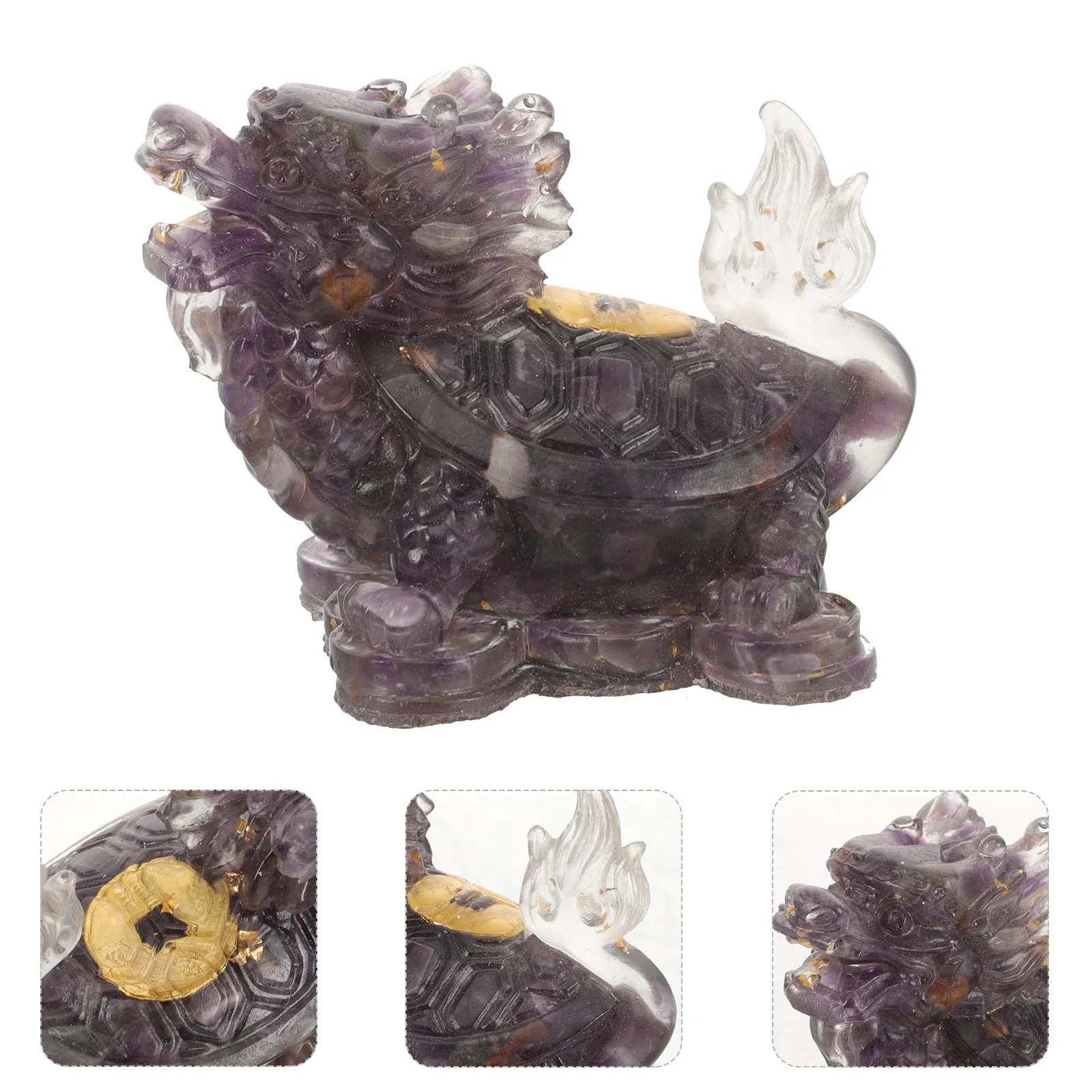 

Amethyst Dragon Turtle Sculpture Creative Crystal Decor Dragon Turtle Figurine Desktop Adornment Ornament