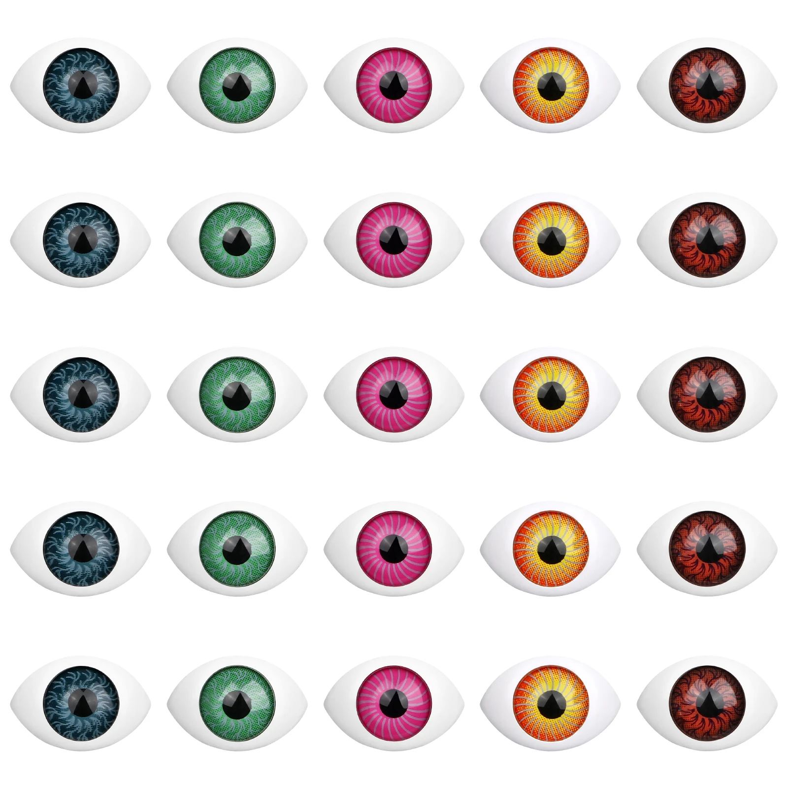 

100 pcs Acrylic Eyeballs Oval Hollow Scary Fake Eyes For Halloween Decoration Props Diy Crafts Making Supplies Plastic Eyeballs