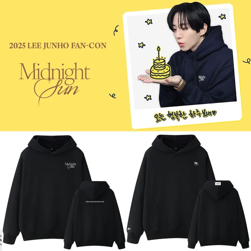 

2PM Junho Concert Midnight Sun Fce Толстовка с капюшоном Свободный крой Хлопковая длинная футболка с принтом Свек Sle Commute Faion