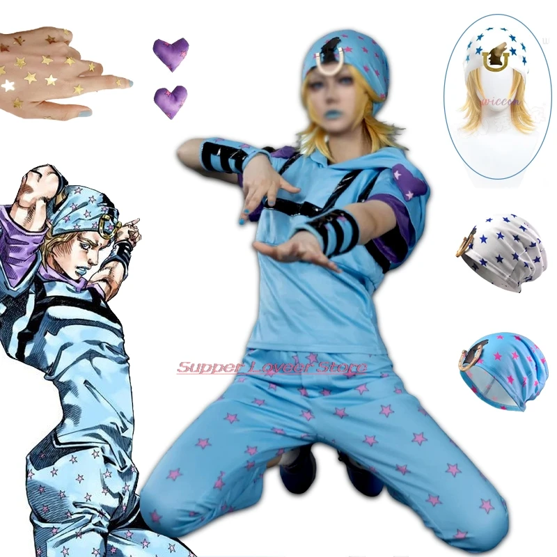 

Стальной шар Run Johnny Joestar Косплей Костюм Парик Аниме Игра Хэллоуин Вечеринка Ролевая игра Костюм Брюки Шляпа Манга