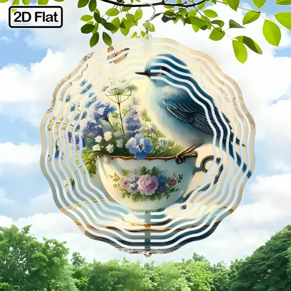 

Bohemian 360° Spinning Metal Wind Chime Whimsical Garden Decor Unique Rotating Teacup Design Gift for Valentine Easter