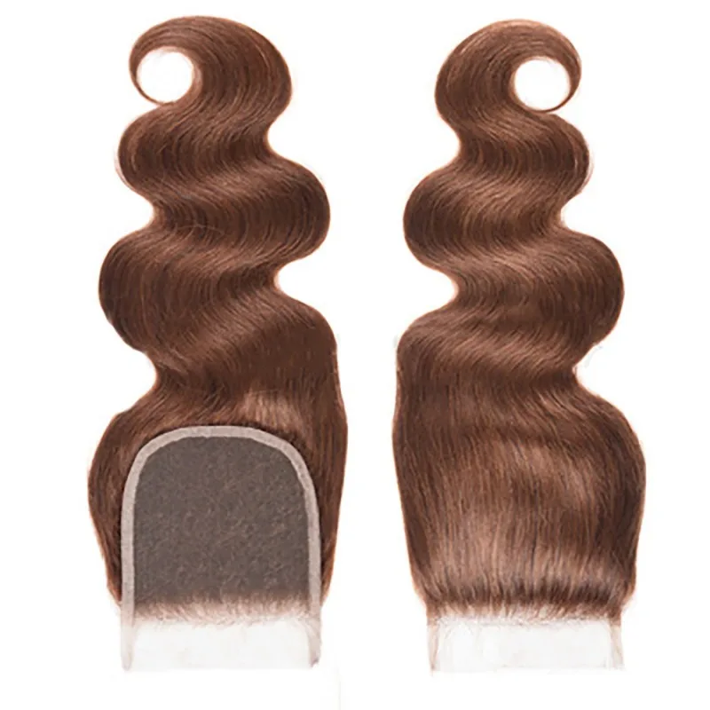 Premium # 4 capelli umani onda del corpo 4x4 chiusura in pizzo, capelli veri traspiranti vergini brasiliani non trattati al 100% sensazione di alta qualità