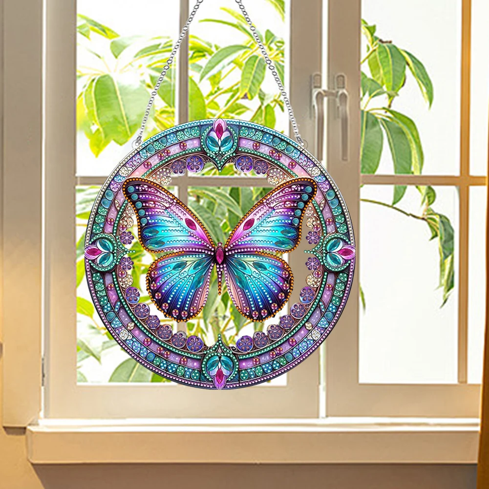 

Stained Glass Animal Rhinestone Diamond Art Window Pendants Suncatcher Diamond Drawing Hanging Ornament for Garden Window Decor