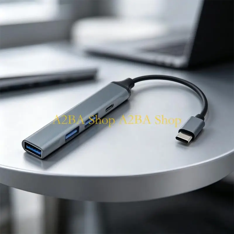 A2BA Aluminium 4 Way Gray Type C Splitter for Keyboard Mouse and Controller Use