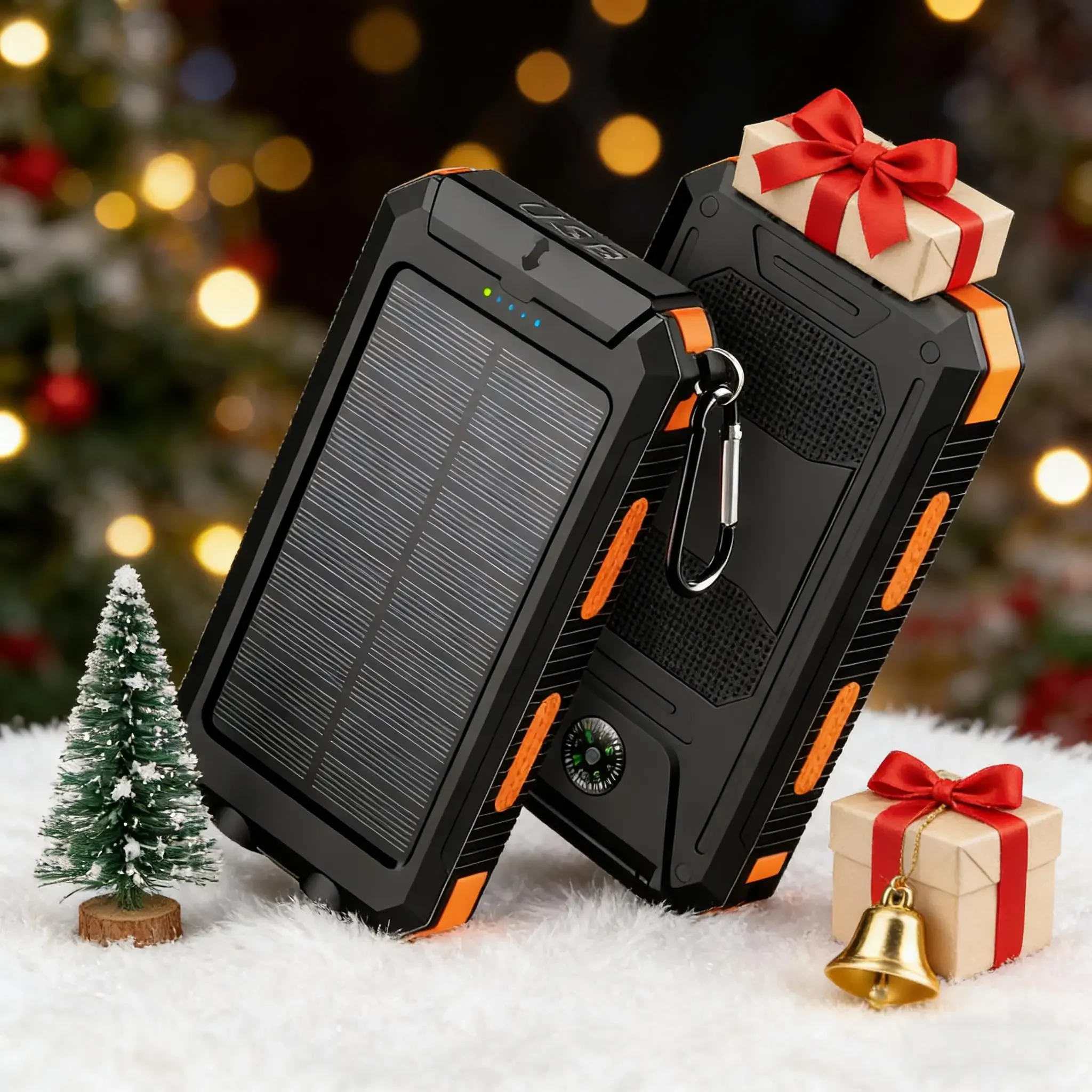 

Солнечная батарея емкостью 10000 мАч со светодиодной подсветкой компаса Портативное зарядное устройство для путешествий на открытом воздухе и кемпинга