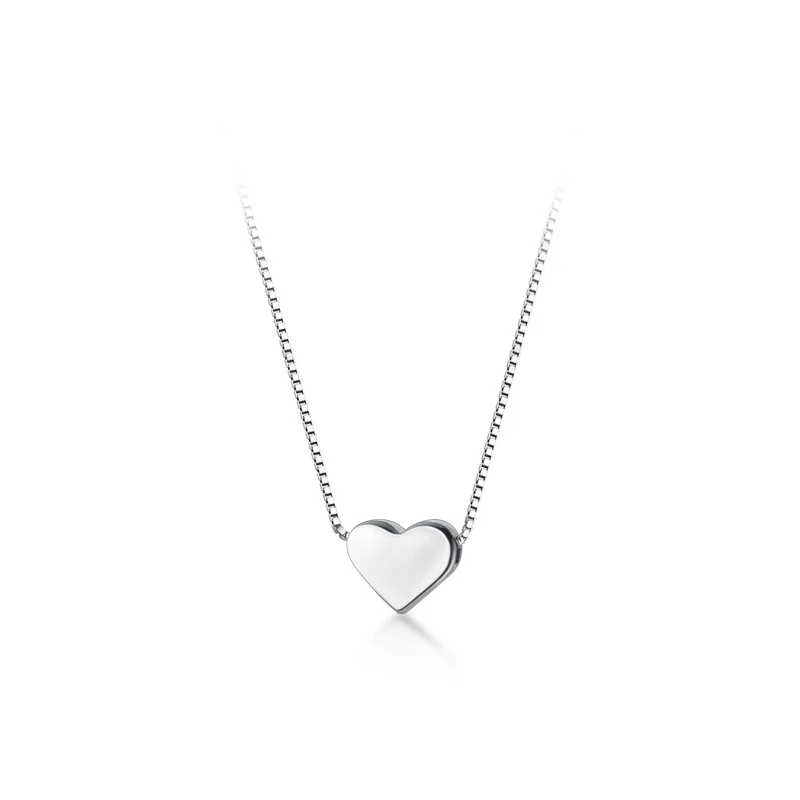 Modian New Minimalist Sterling Silver 925 Hearts Pendant Necklace for Women Fashion Box Chain Necklace Fine Jewelry Accessories