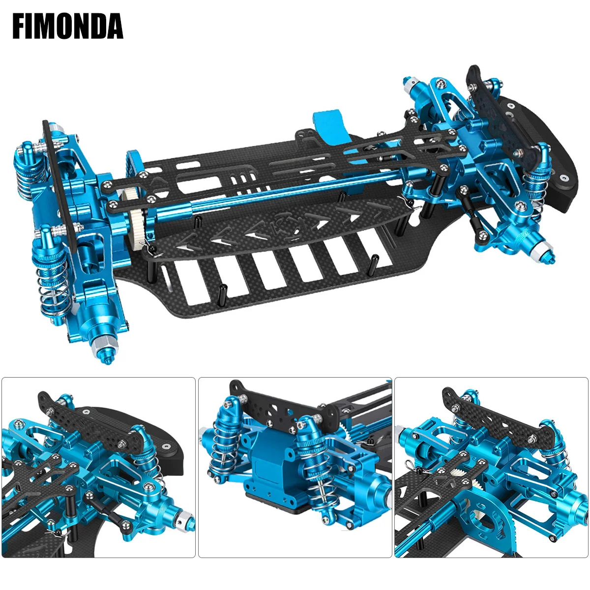 Aluminum & Carbon Fiber Frame Chassis Kit with Shock Absorbers Belt Drive for 1/10 RC Car Tamiya TT01 TT-01 DIY Upgraded Parts