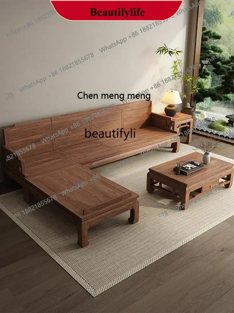 z183  YH Walnut new Chinese-style solid wood sofa, concubine collapse winter and summer dual-purpose   small apartment furniture